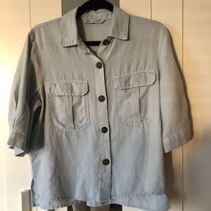 Zara Denim/Linen Top